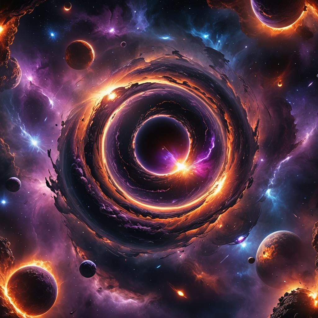 Black Hole Engulfs Planet: Deep Space Concept Art