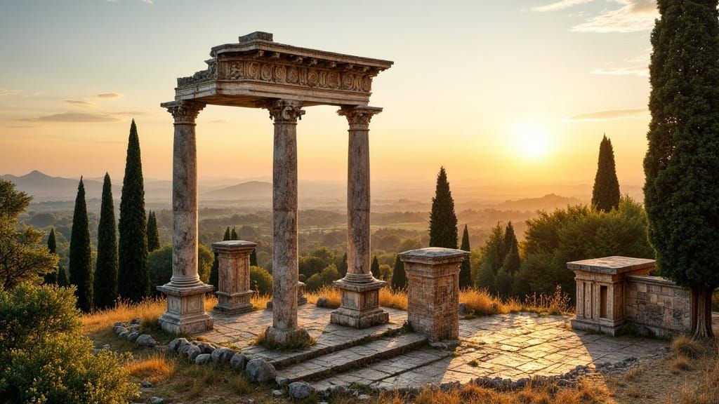 Classical Architecture in Golden Light, Hadrian's Villa, Tiv...