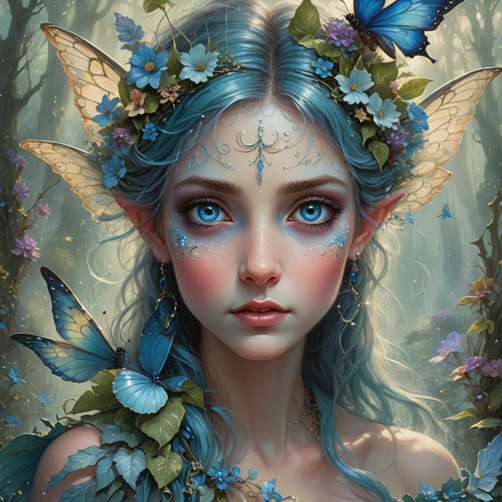 Ethereal Faerypunk Faerie with Blue Eyes