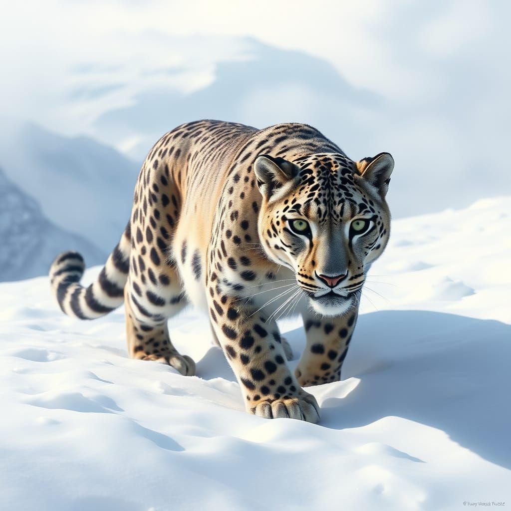 Majestic Snow Leopard Blends into Himalayan Snowscape