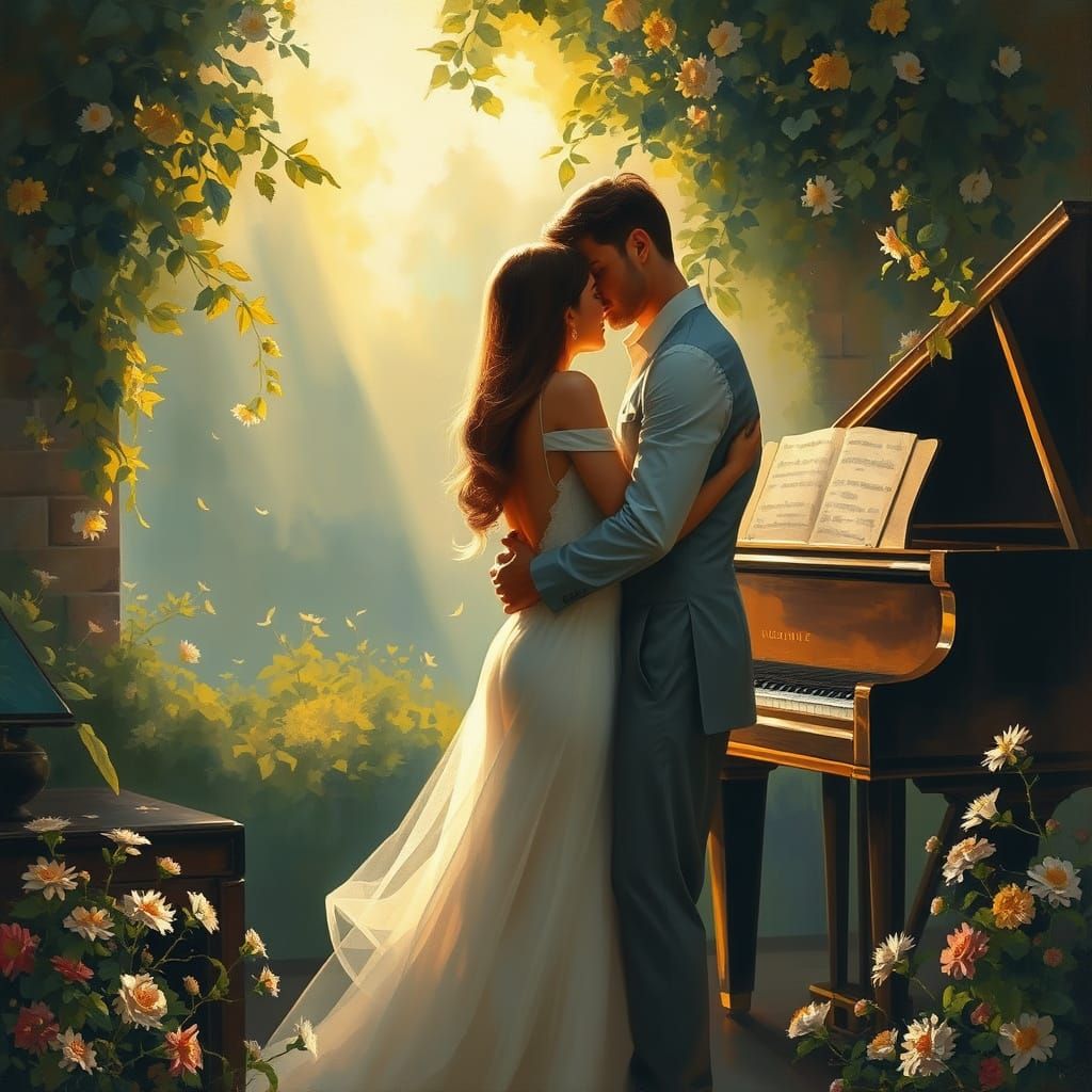 Romantic Moment in Whimsical Impressionist Style
