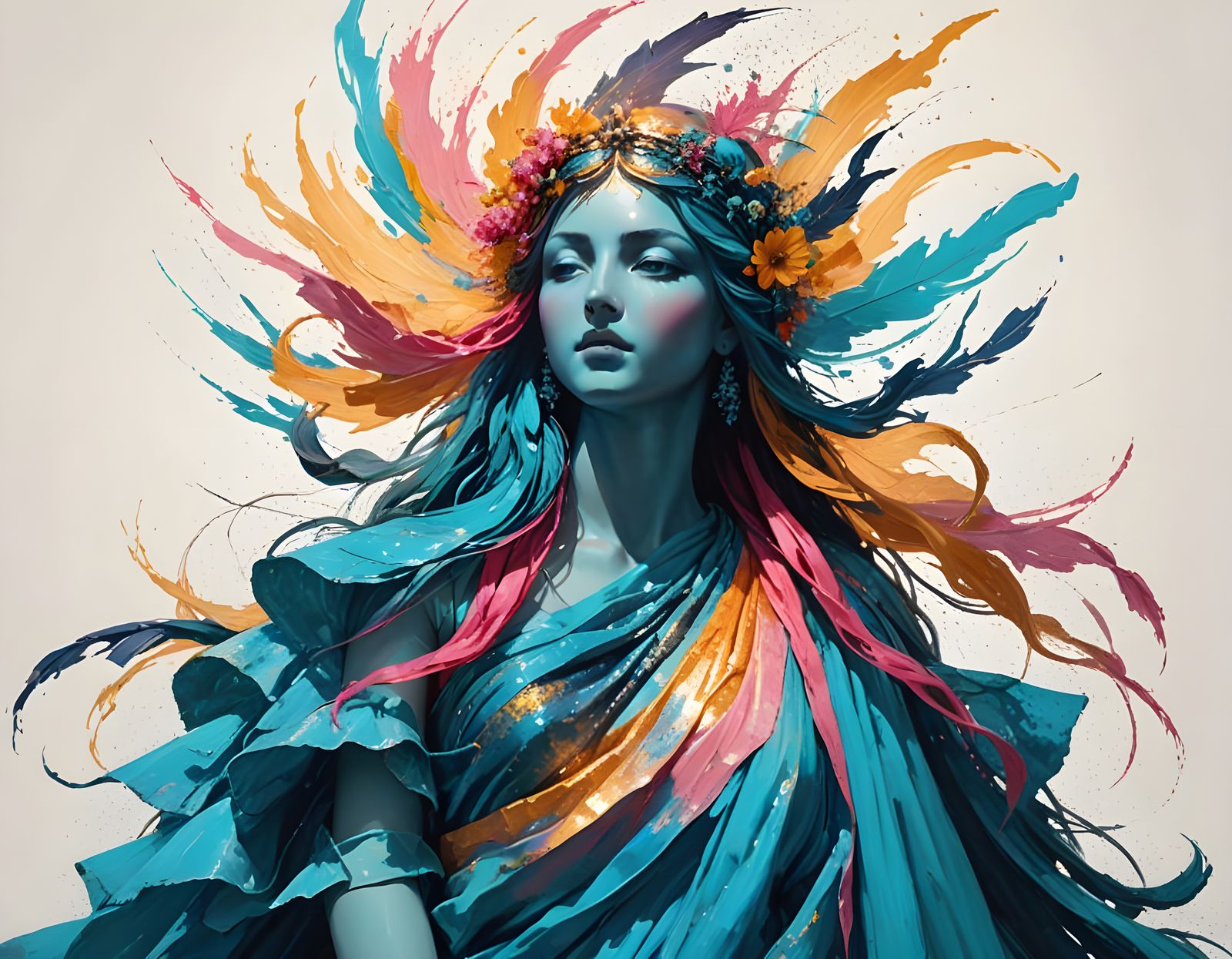 Pythia in Trance: Surreal Impasto Oil Painting