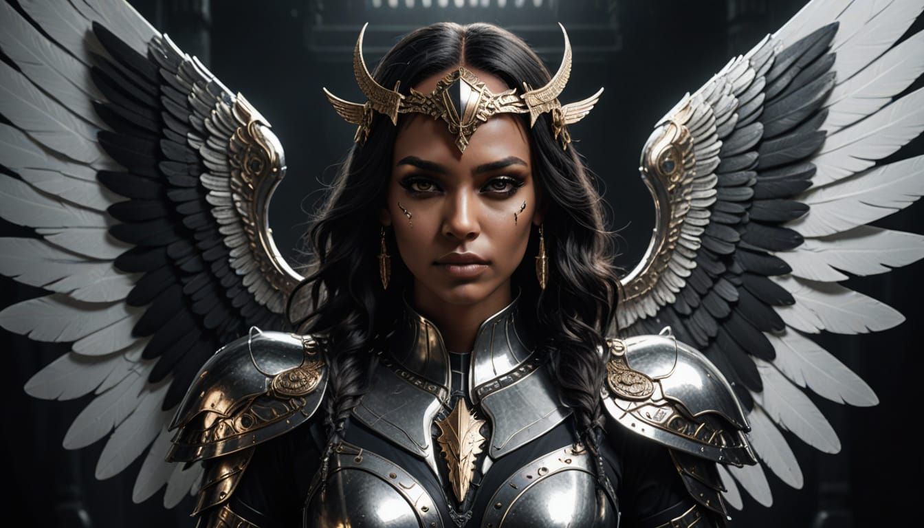 Gothic Angel Concept Art with Sci-Fi Daggers