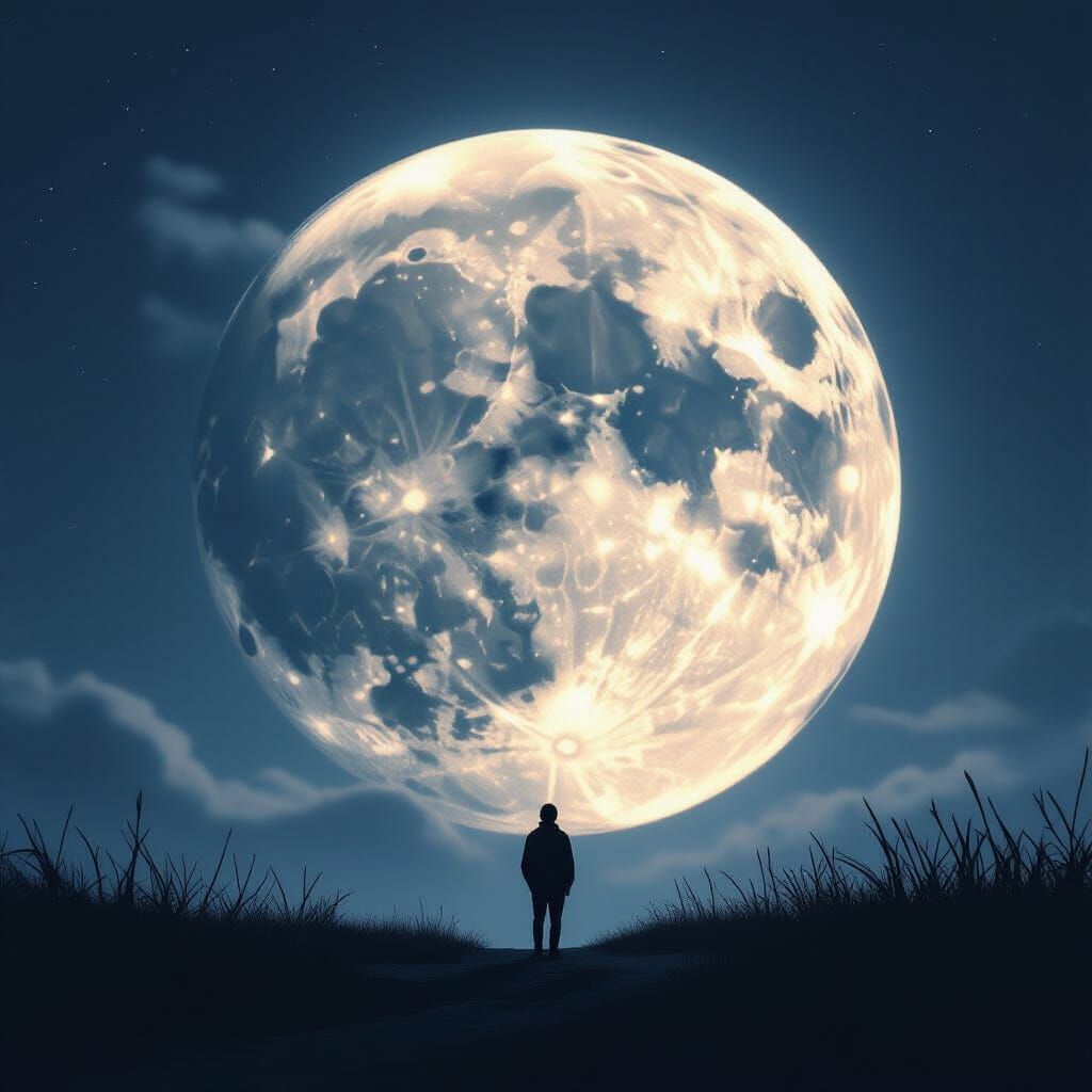 Luminous Moon with Hyperrealistic Details