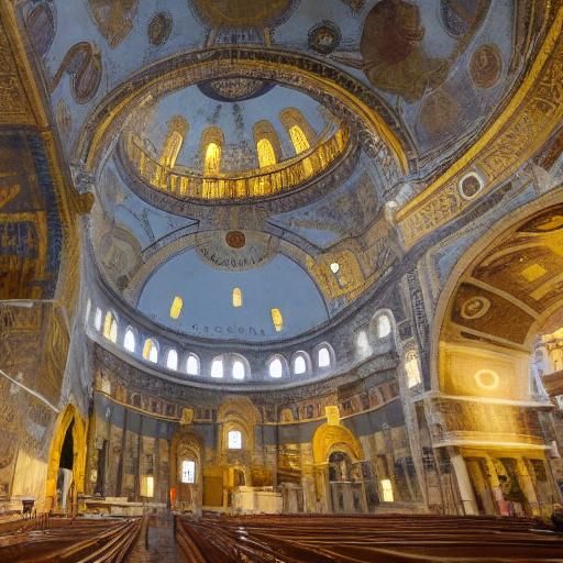 Hagia Sophia: Baroque Oil Painting with Golden Light