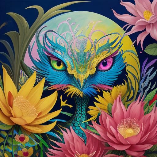 Woman-Dragon Hybrid in Surrealist Dreamscape