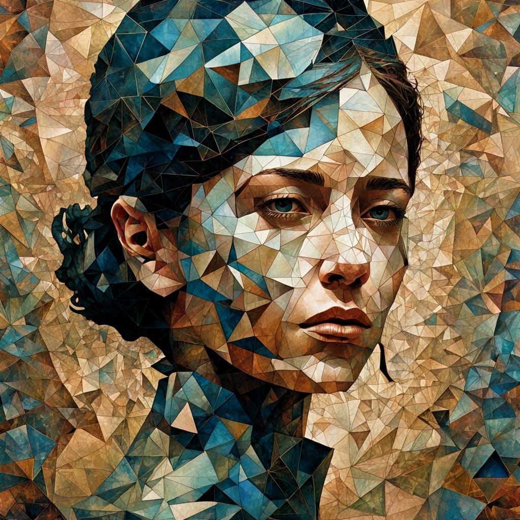Geometric Abstract Portrait with Fractal Tessellations