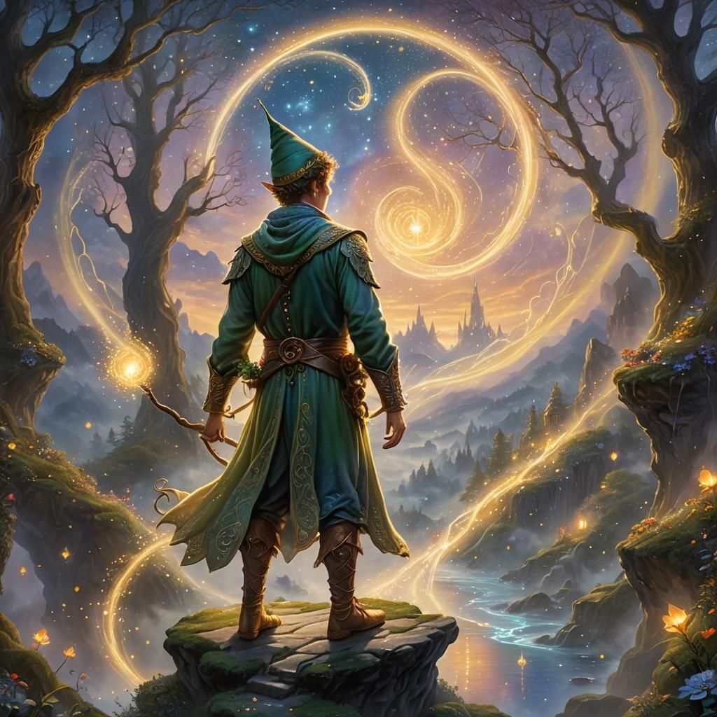 Ethereal Elf in Astral Realm: Fantasy Illustration
