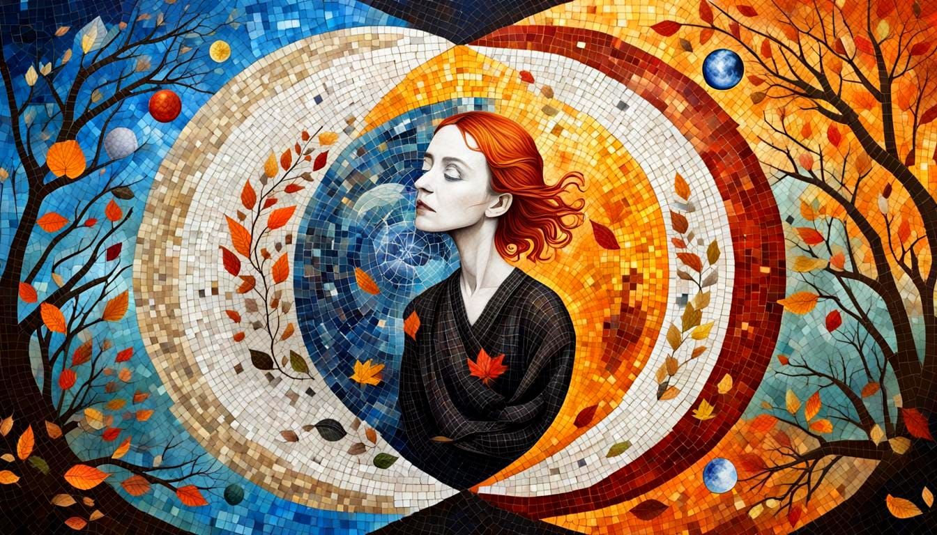 Autumnal Equinox Mosaic of Wiccan Spiritual Person