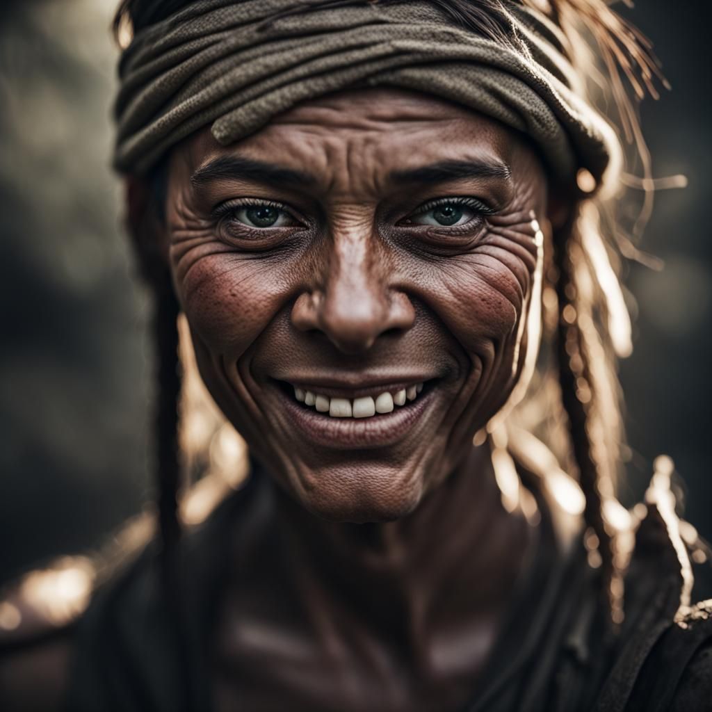 Powerful Woman Warrior Smiling Portrait