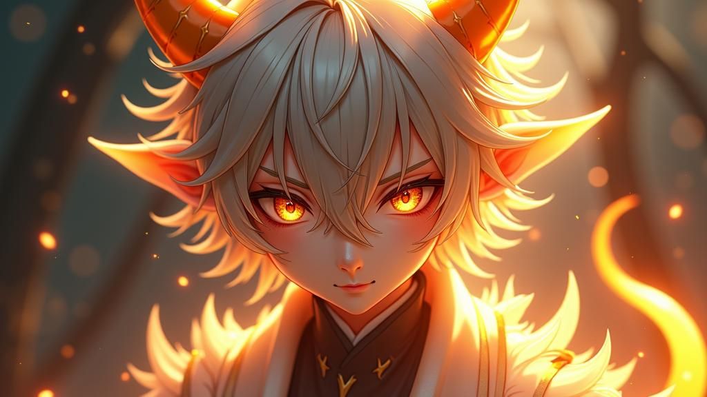 Anime Wight Devil with Platinum Hair, 3D Render