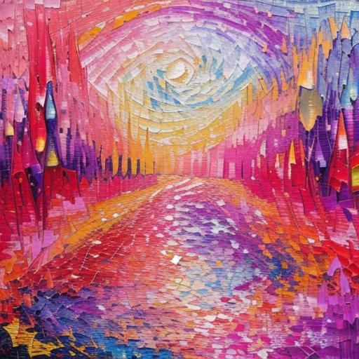 Mosaic Starry Night: Expressionist Oil Painting