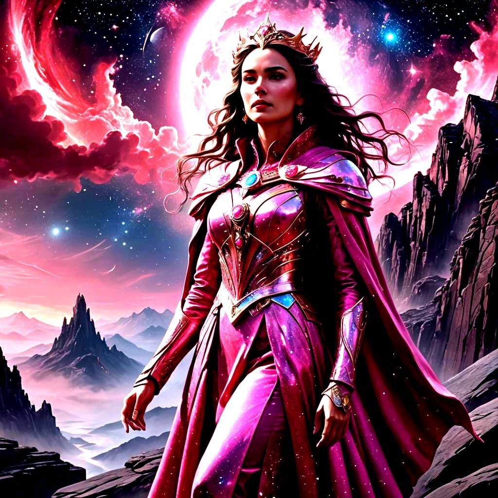 Lunar Queen in Pink Suit Fantasy Art