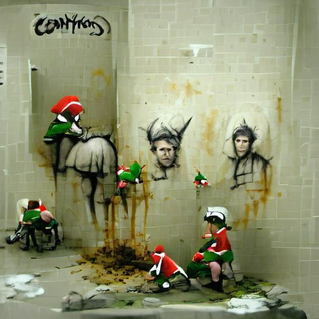 Constipated Xmas Elves in Street Art Style