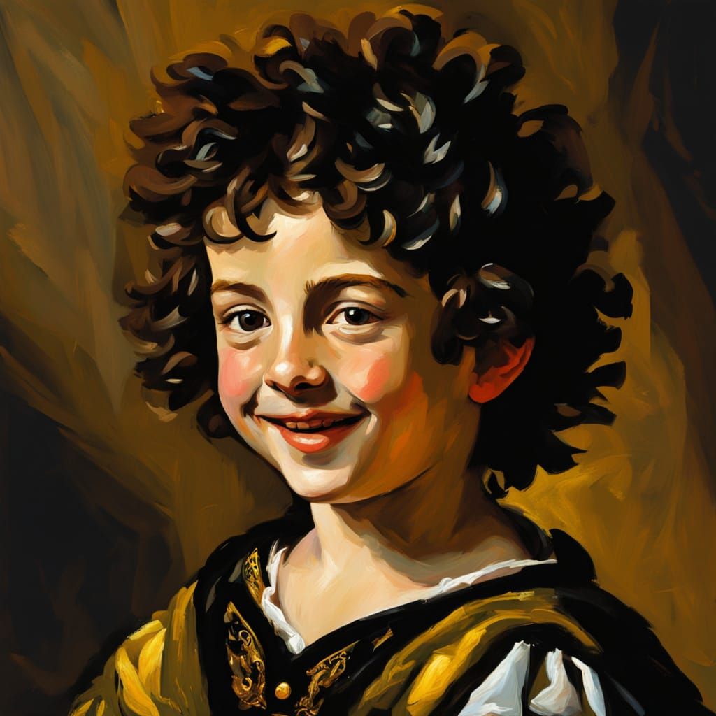 Child Portrait in Expressionist Impasto Oil Painting Style