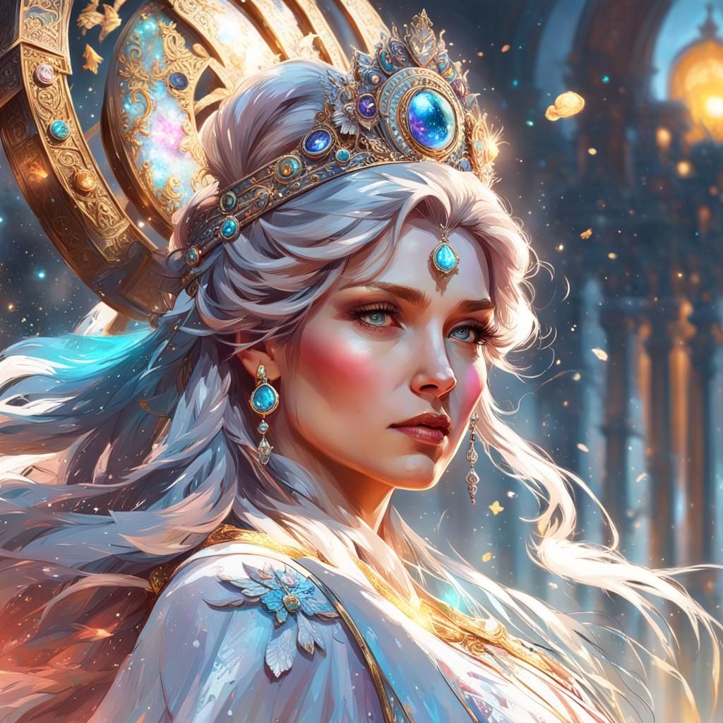 Moon Princess Portrait in Art Nouveau Style