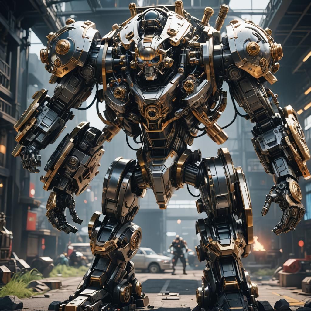 Futuristic Sci-Fi Mech in Polished Metal