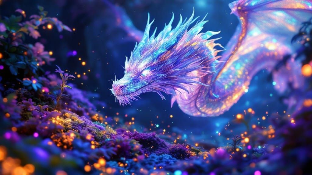 Majestic Crystal Dragon in Hyperrealistic Fantasy Art