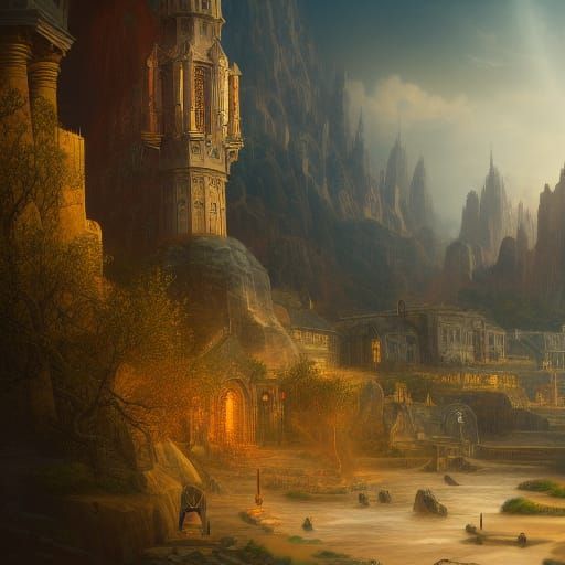Detailed Matte Painting of Christianity in Deep Color