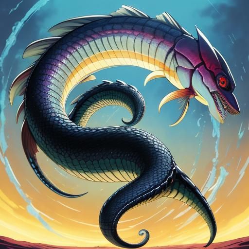 Lamprey Ouroboros in Anime Cel-Shaded Style