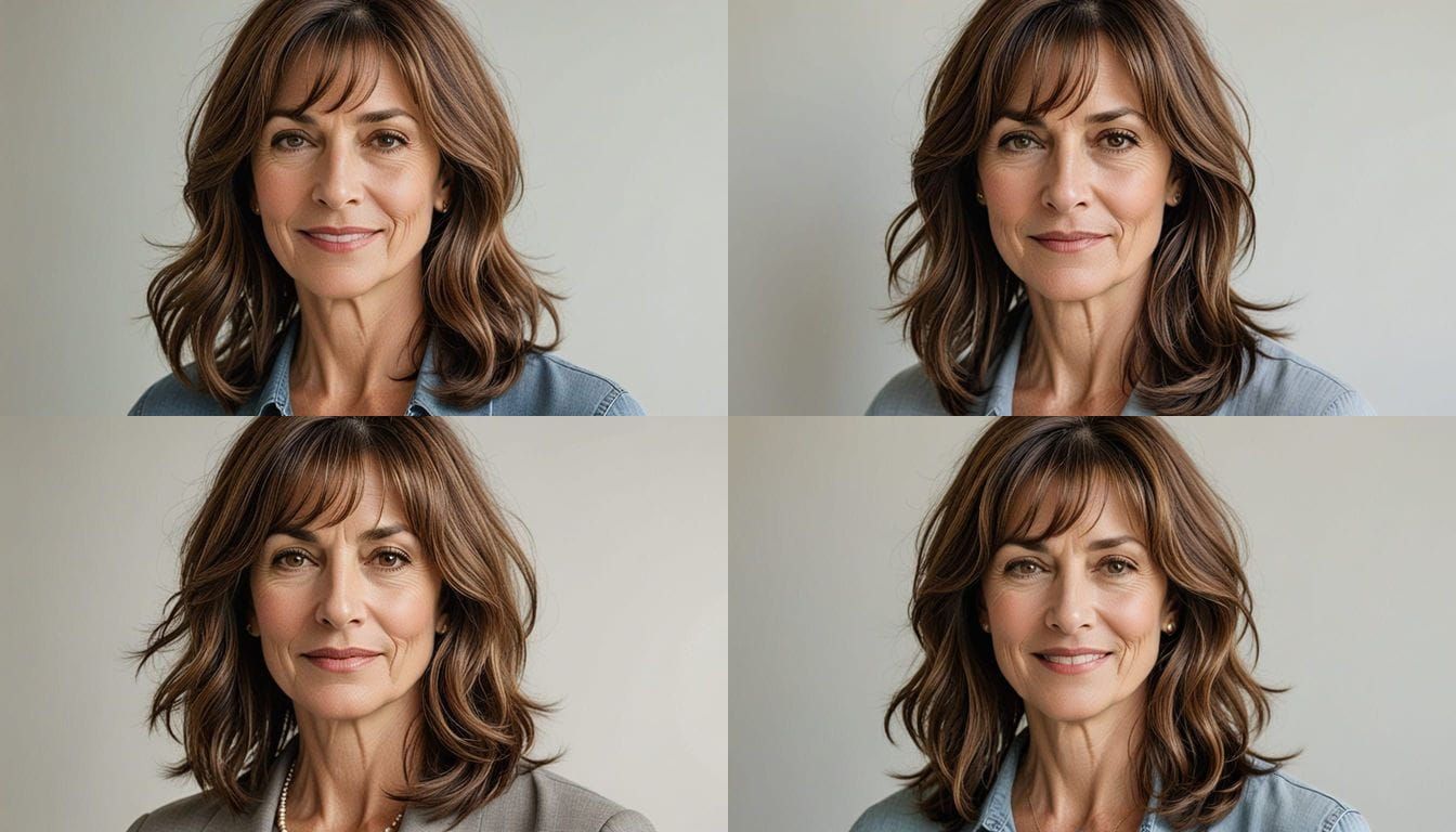 Forty-Something Woman with Long Bob Hairstyle