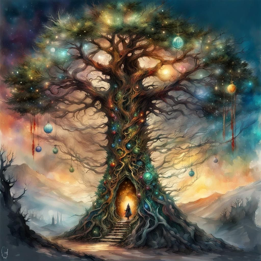 Lord of the Rings Christmas Ent in Watercolor