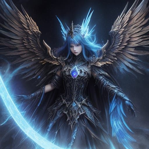 Cosmic Demon with Bioluminescent Wings and Evil Aura