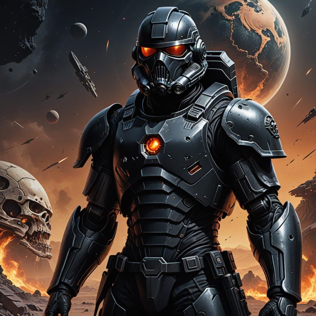 Cyberpunk Void Warrior in Dark Armor