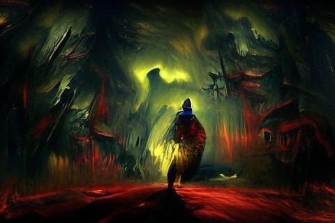 Long Dark Road in Gustave Doré Style