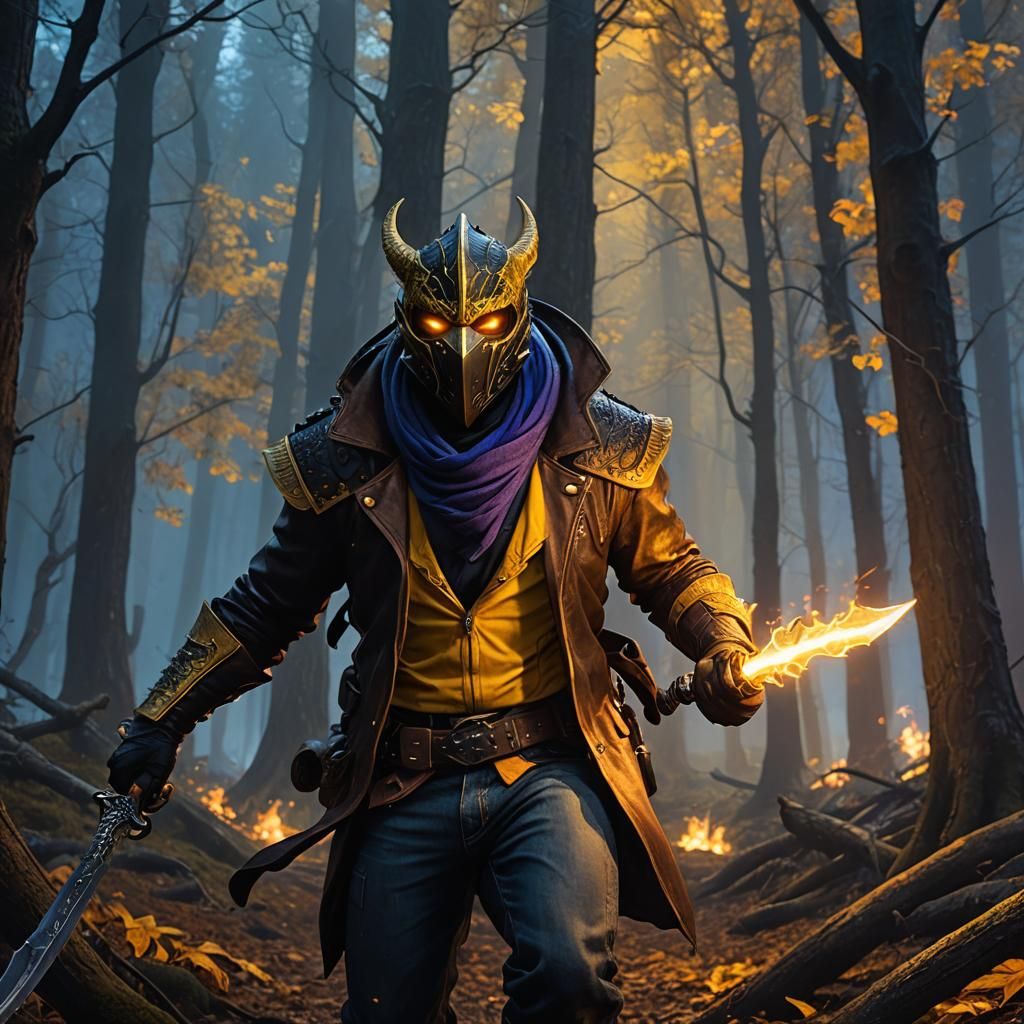 Dragonborn Rogue Runs Through Dark Woods