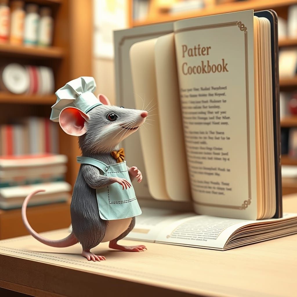 Whimsical Rat Chef in Papercraft Wonderland