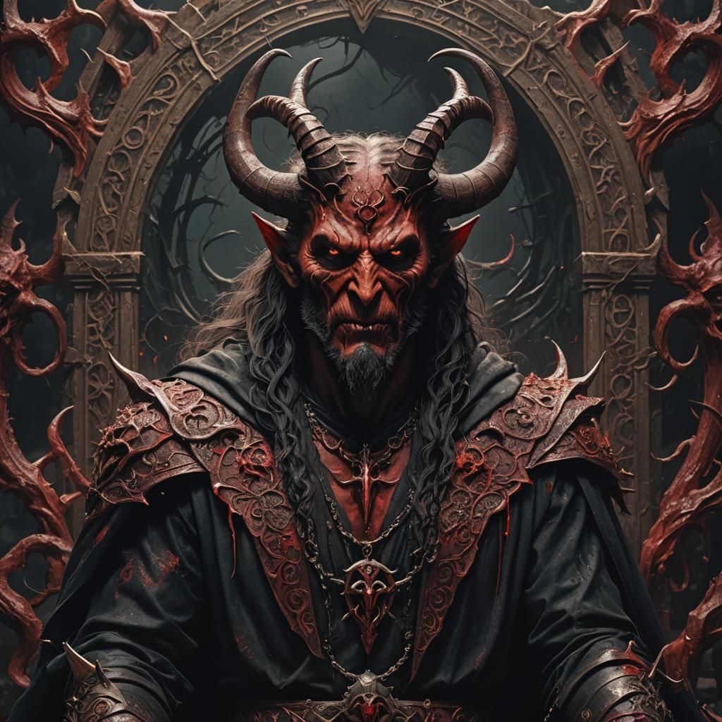 Detailed Portrait of Satan in Matte Painting Style