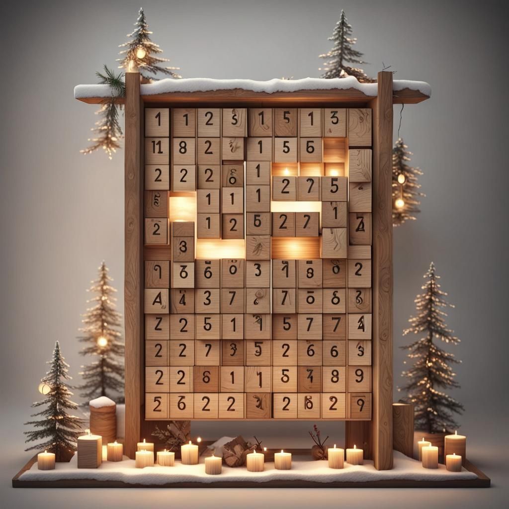 Wooden Advent Calendar with Volumetric Lighting