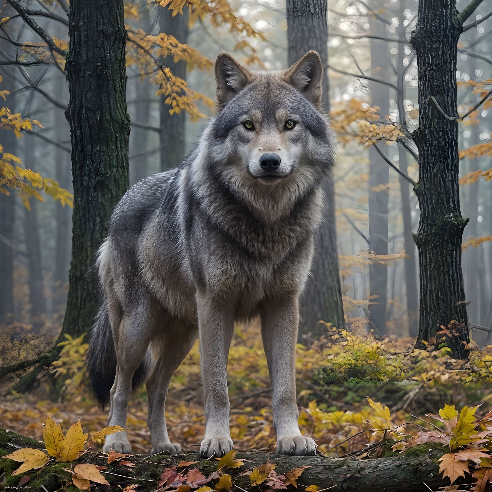 Majestic Grey Timber Wolf in a Winter Landscape