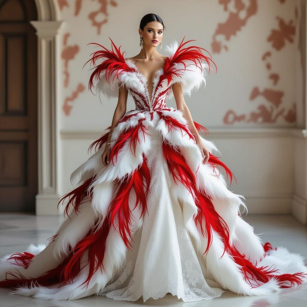 Feather Couture Gown in Ethereal Style