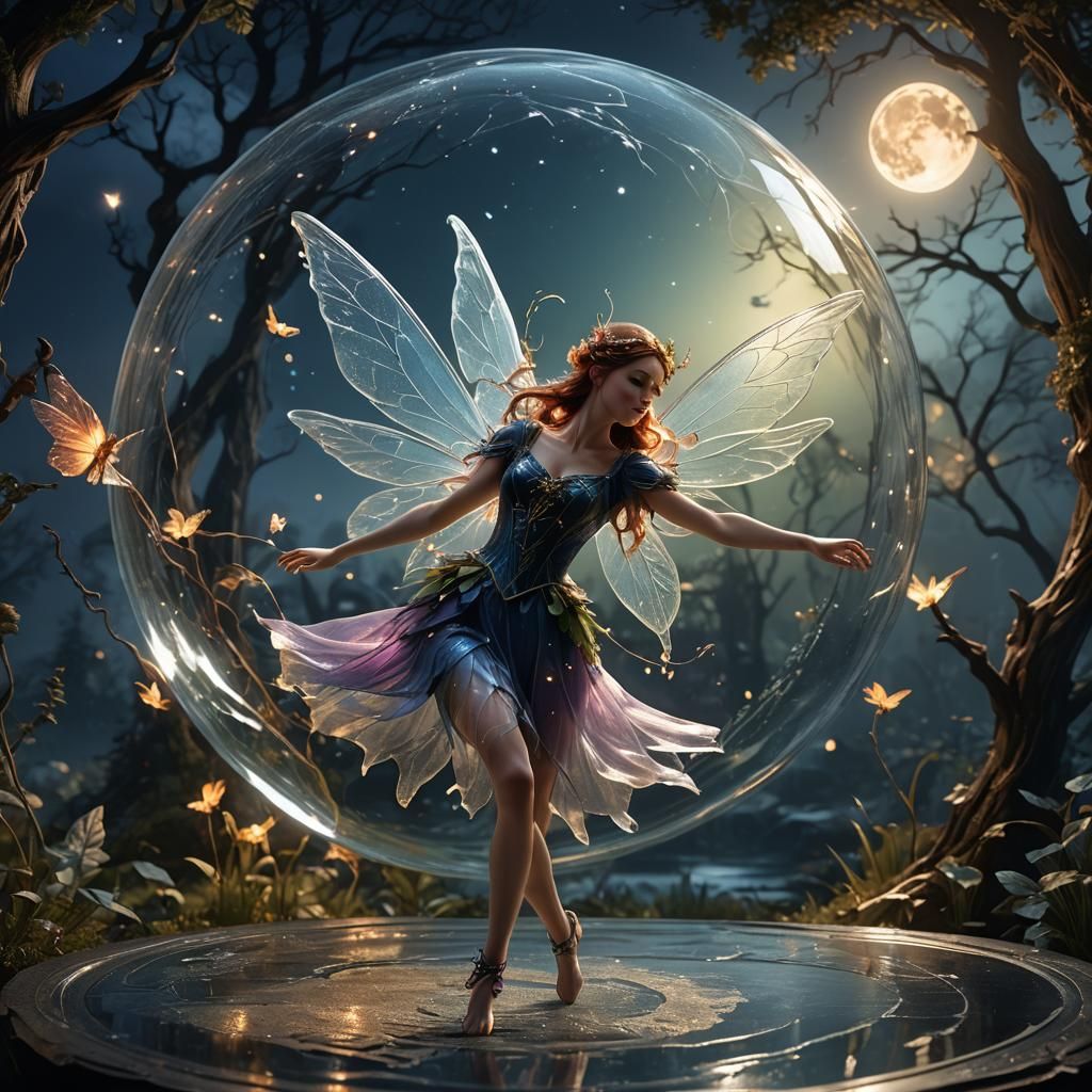 Fairy Dances in Moonlight: Detailed Matte Painting