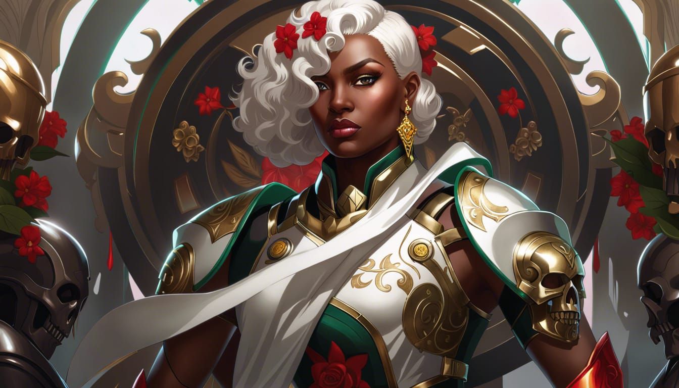 Woman in Combat Armor with Halo, Aetherpunk Art