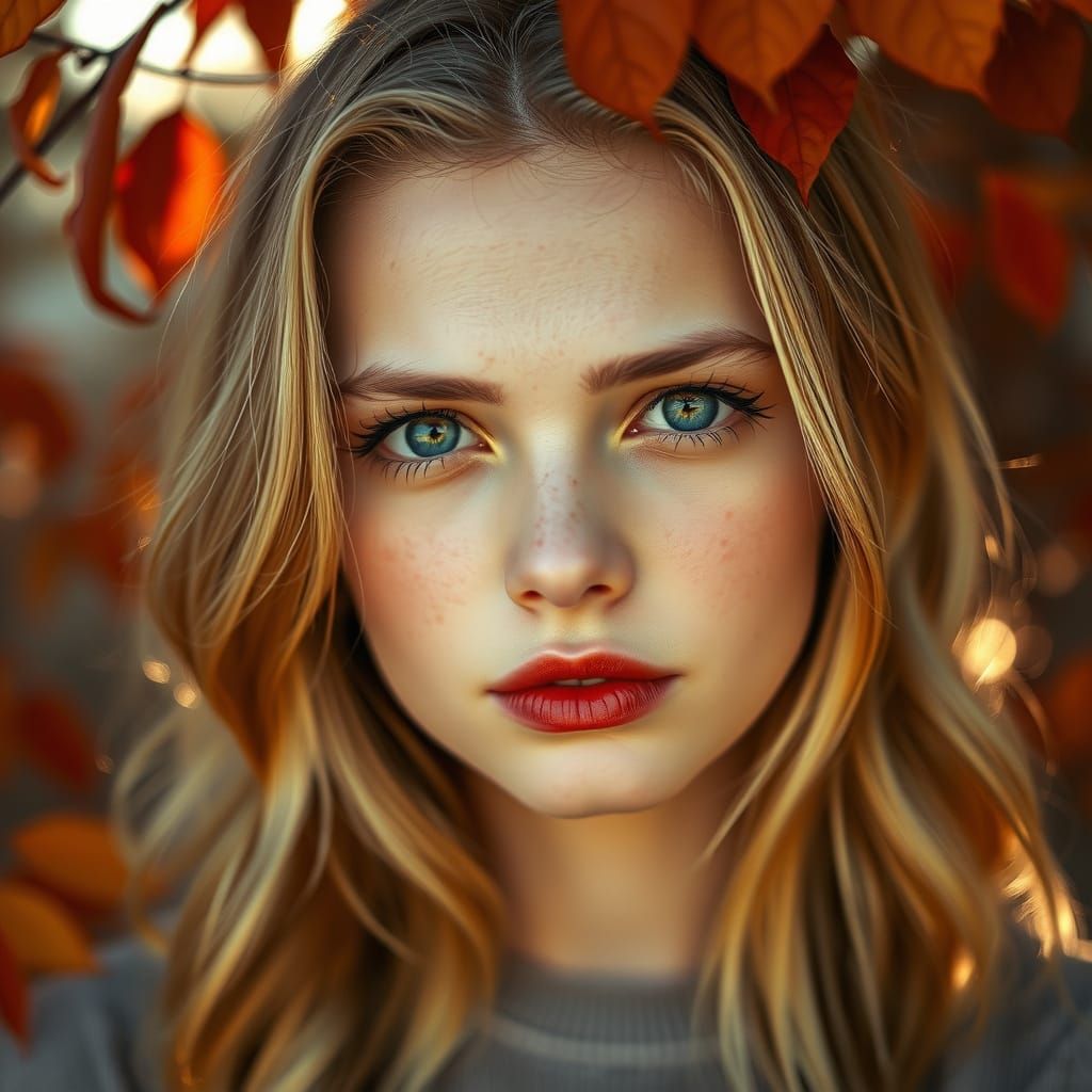 Portrait of a Young Woman in Autumn Light
