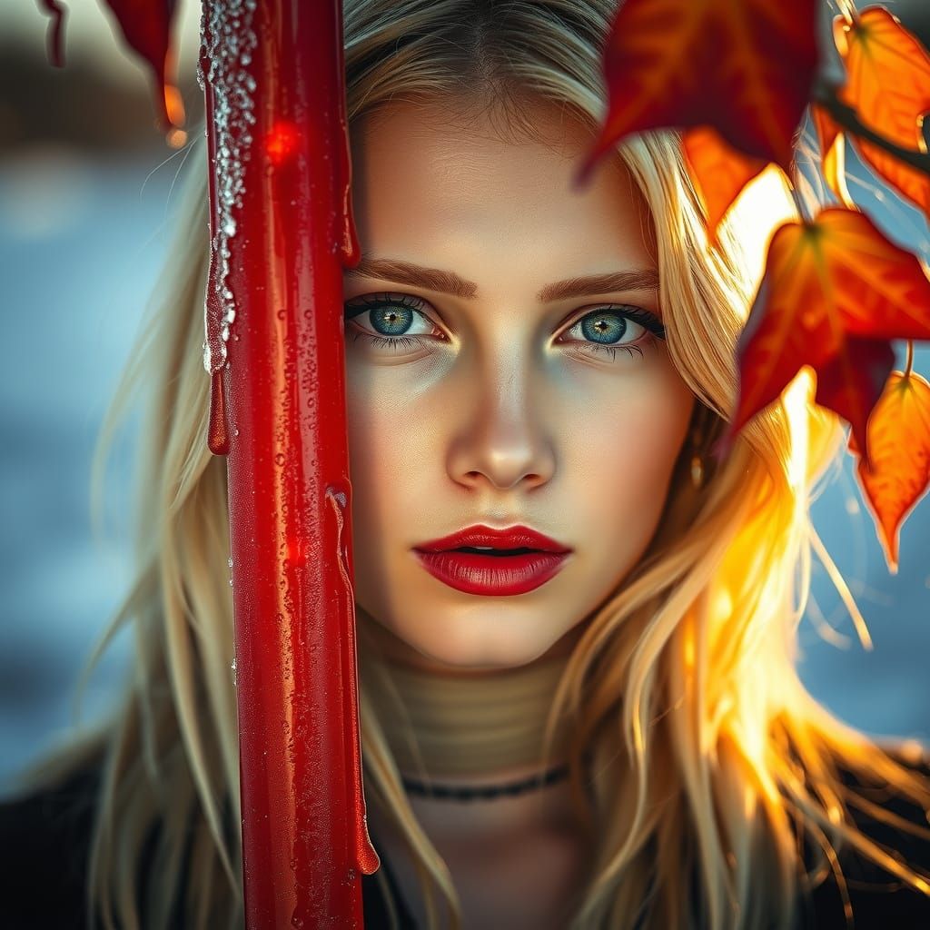 Portrait of Woman with Ice Cream in Painterly Light