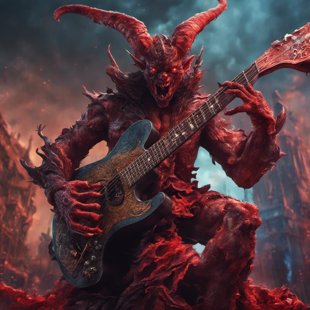 Satan Plays Guitar: Detailed Matte Painting