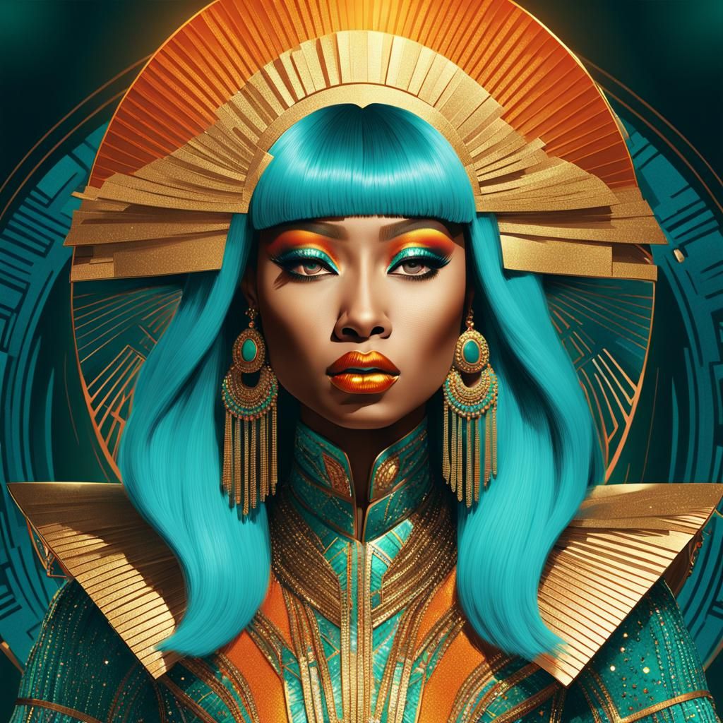 Nicki Minaj Portrait in Art Deco Style