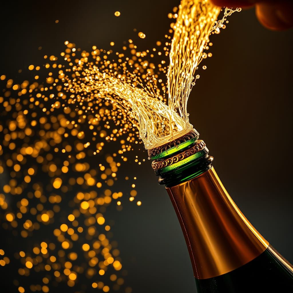 Champagne Sabered with Saber in Golden Hour Light