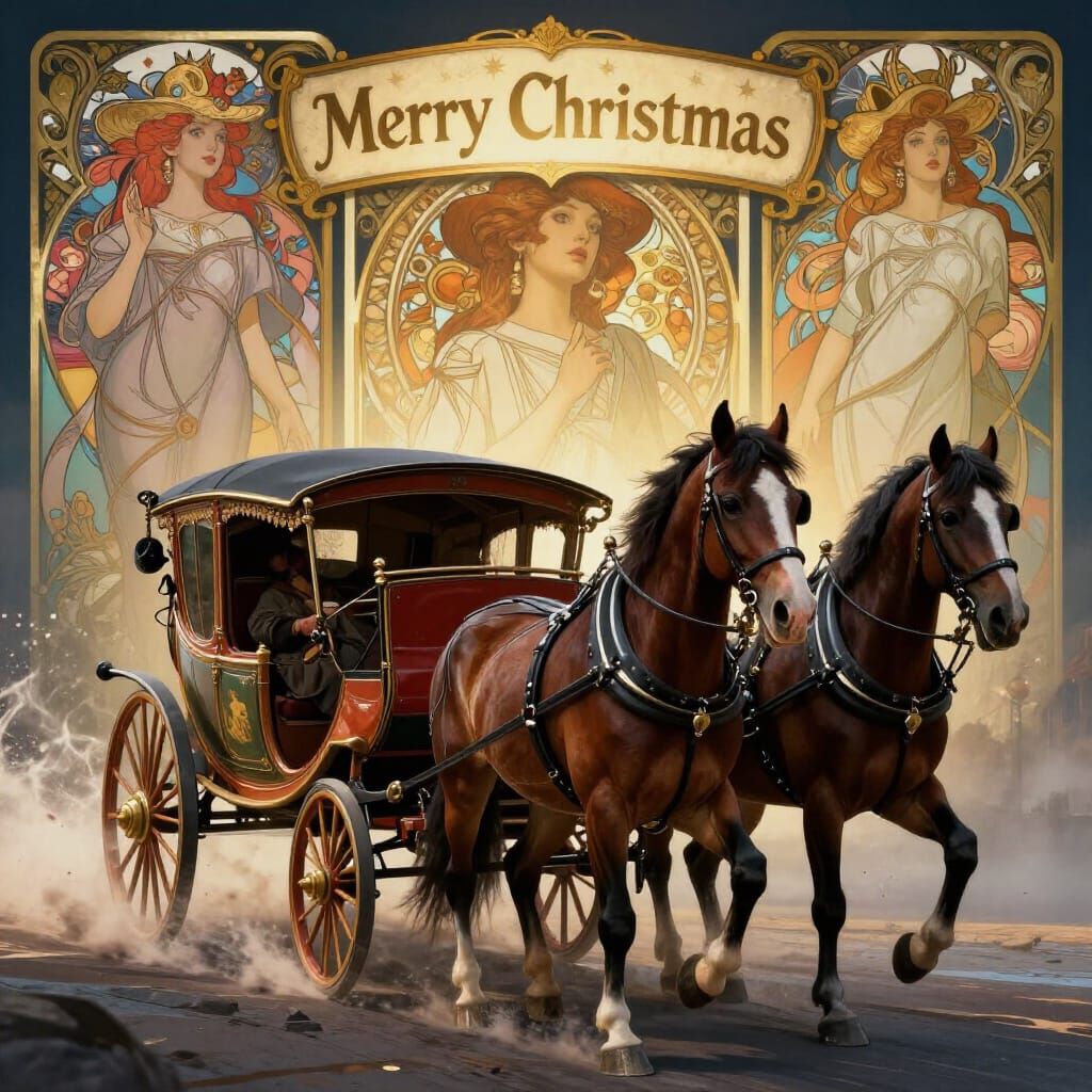 Vintage Sleigh Ride illuminated with Merry Christmas Sign