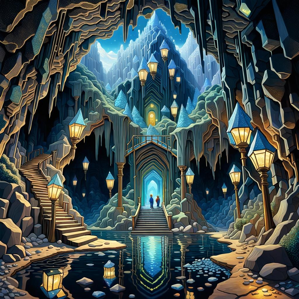 Iridescent Crystal Cave: A Glittery Fantasy Art