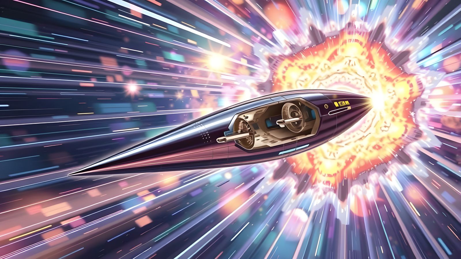 Sleek Zero-Drag Starship in Smooth Metallic Mirror Style