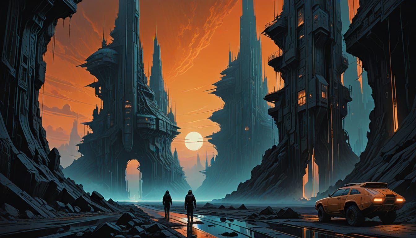 Ancient Crystal Fortress Glows in Twilight