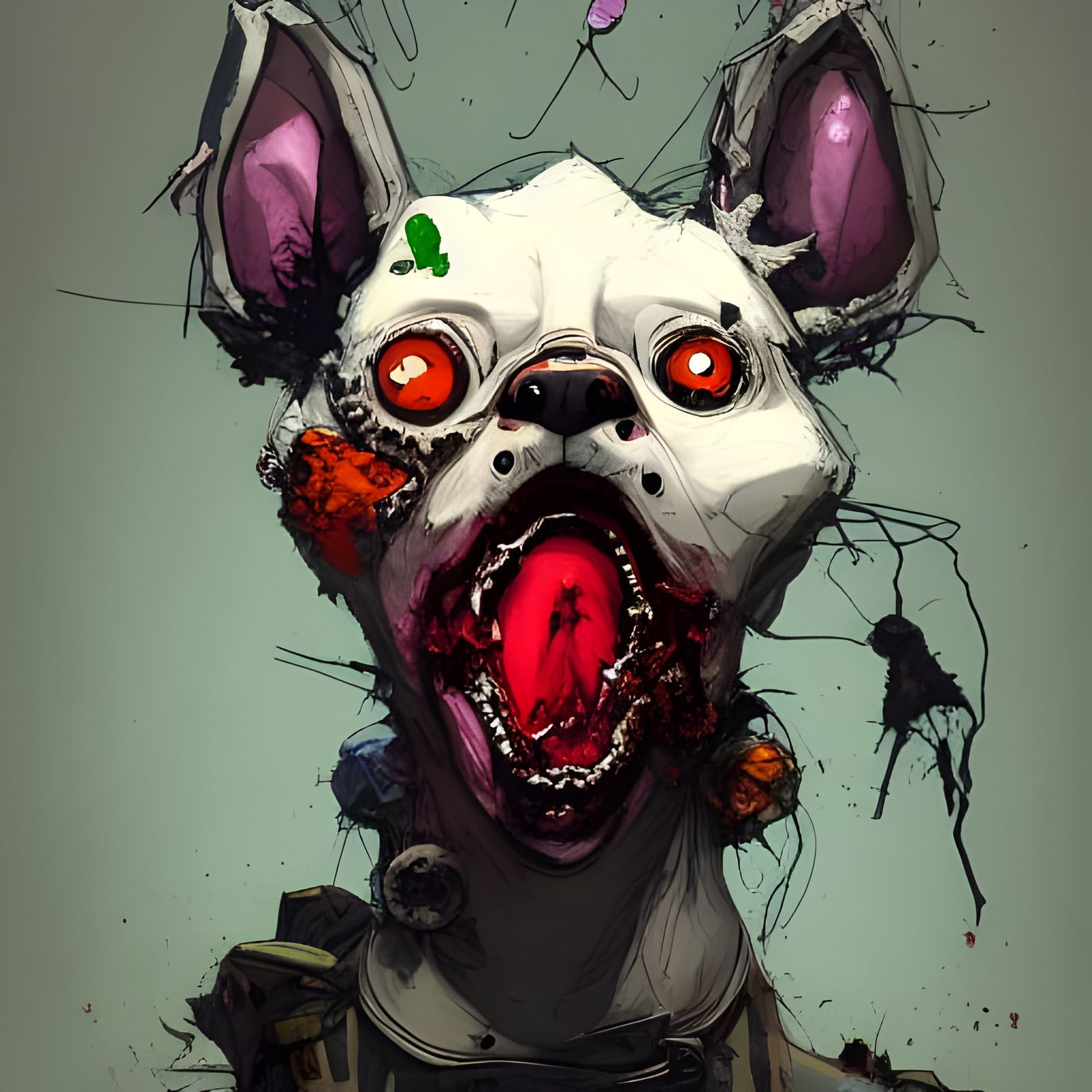 Cartoon Zombie Dog in Ghost Costume Portrait