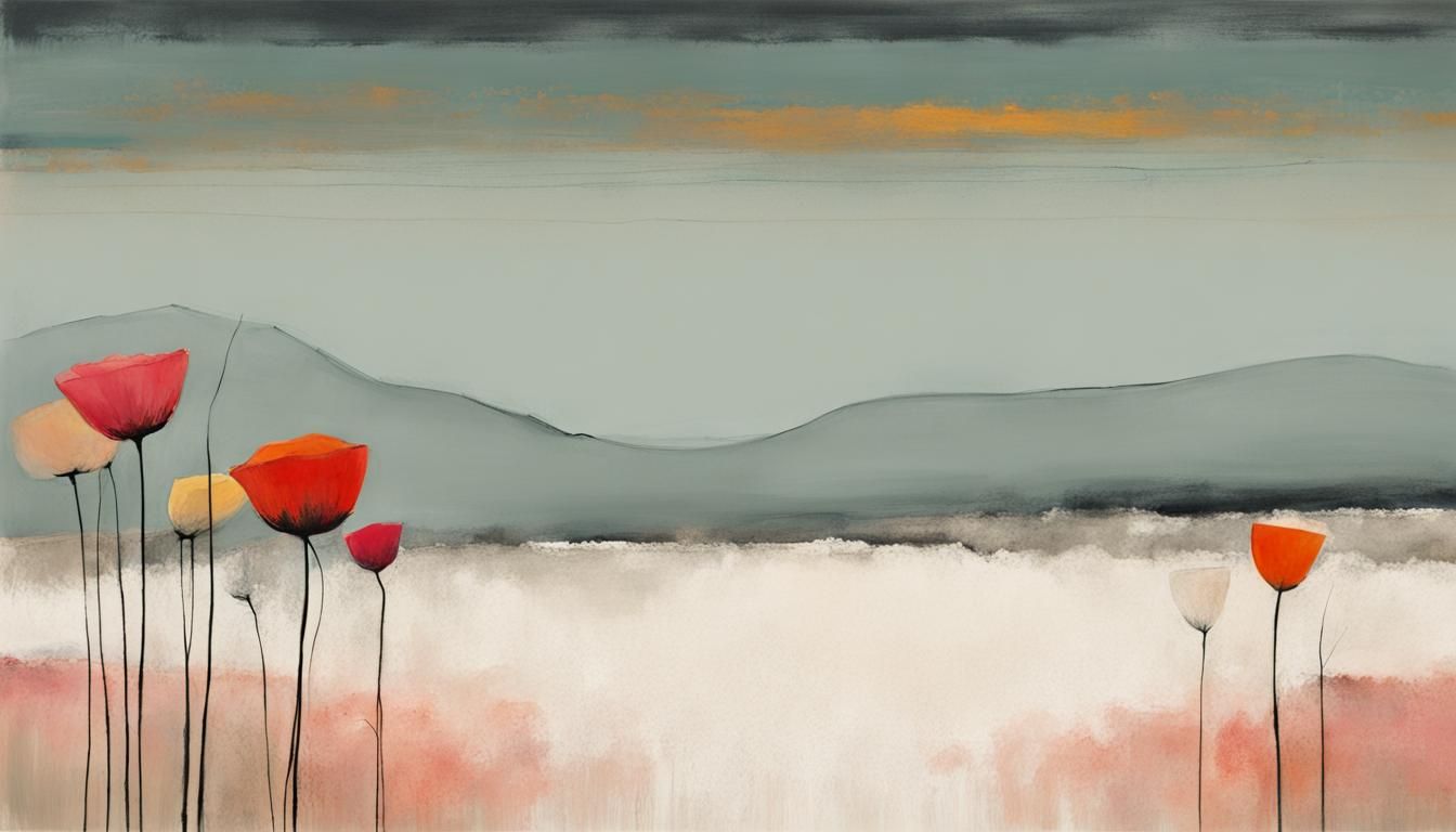 Minimalist Floral Landscape in Abstract Style