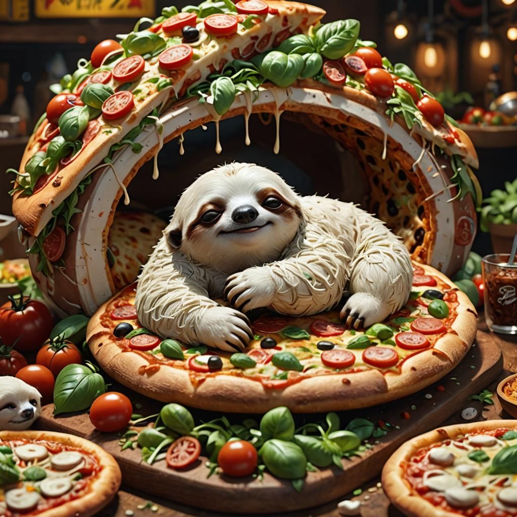 Sloth in pizza