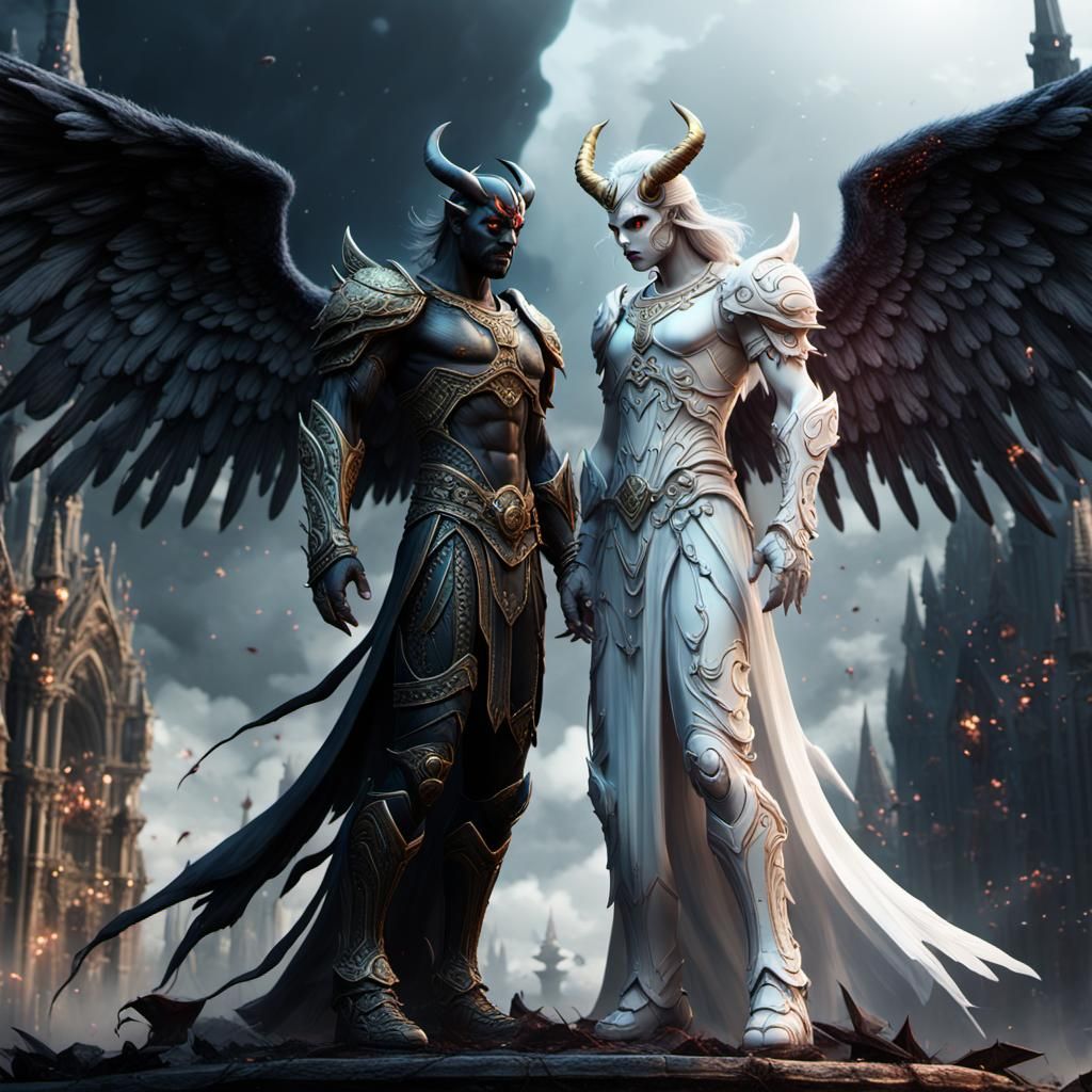 Angel and Devil Fantasy Concept Art